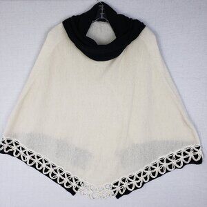 PERU ETNICO 100% Baby Alpaca Poncho Sweater Mock Neck Crochet O/S Ethnic Boho